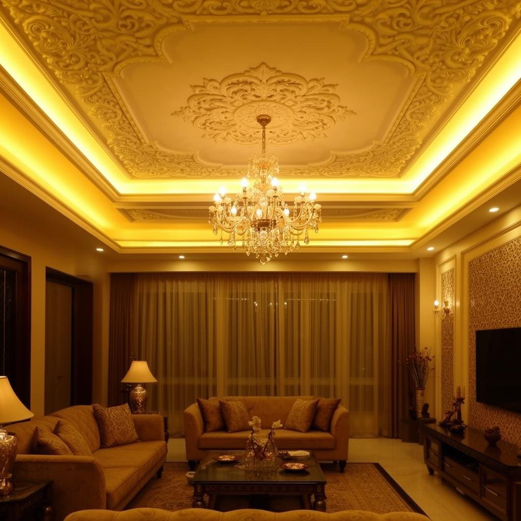 Ornate Ceiling with Chandelier