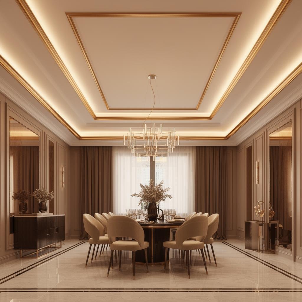 Layered Gold Ceiling — Dining