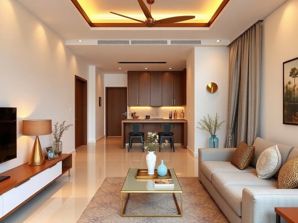 Open Plan Living with Modular Kitchen View & Coordinated Design