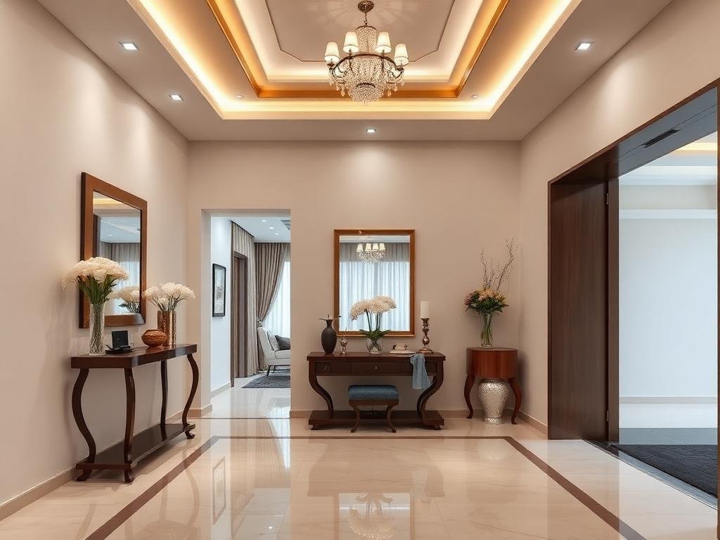Premium Entrance Foyer with Console Table, Mirror & Designer Ceiling