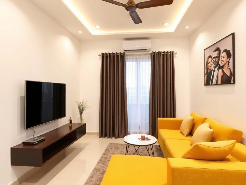 Compact Living Room Design for 2BHK Apartment