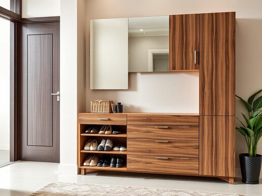 Modular Shoe Rack & Storage Unit with Mirror Panel