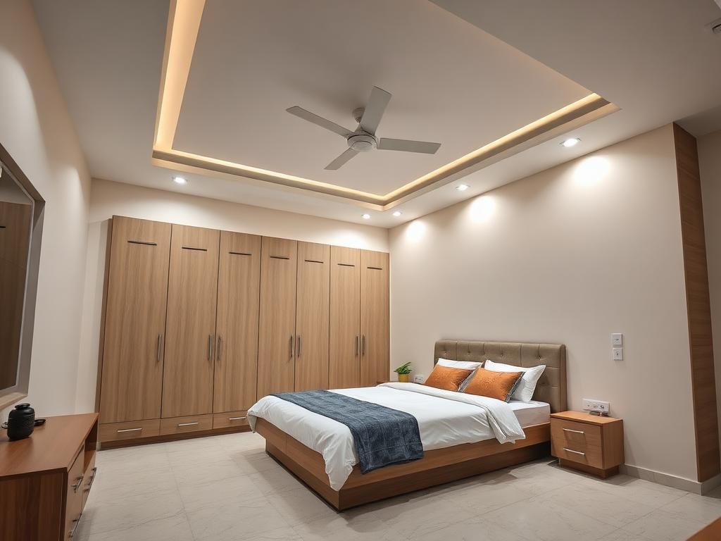Bedroom Makeover with New False Ceiling, Wardrobe & Flooring