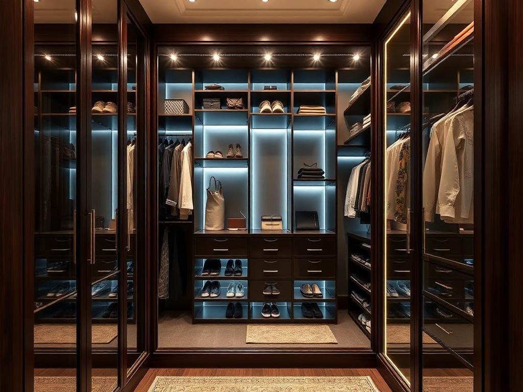 Premium Walk-in Closet with Dressing Area & LED Lighting