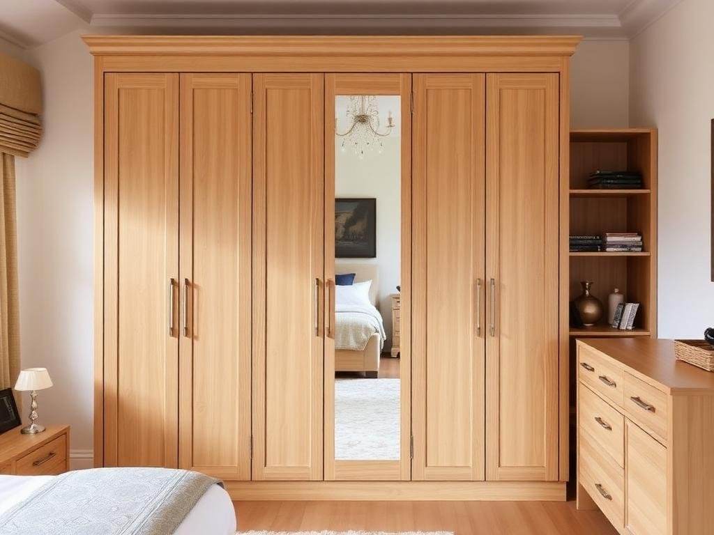 5-Door Swing Wardrobe with Mirror & Dresser Integration