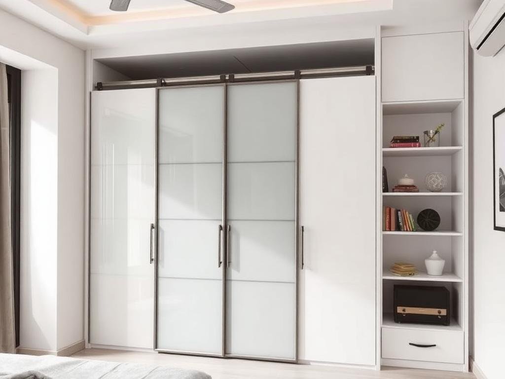 Hinged Wardrobe with Loft & Open Display Shelves